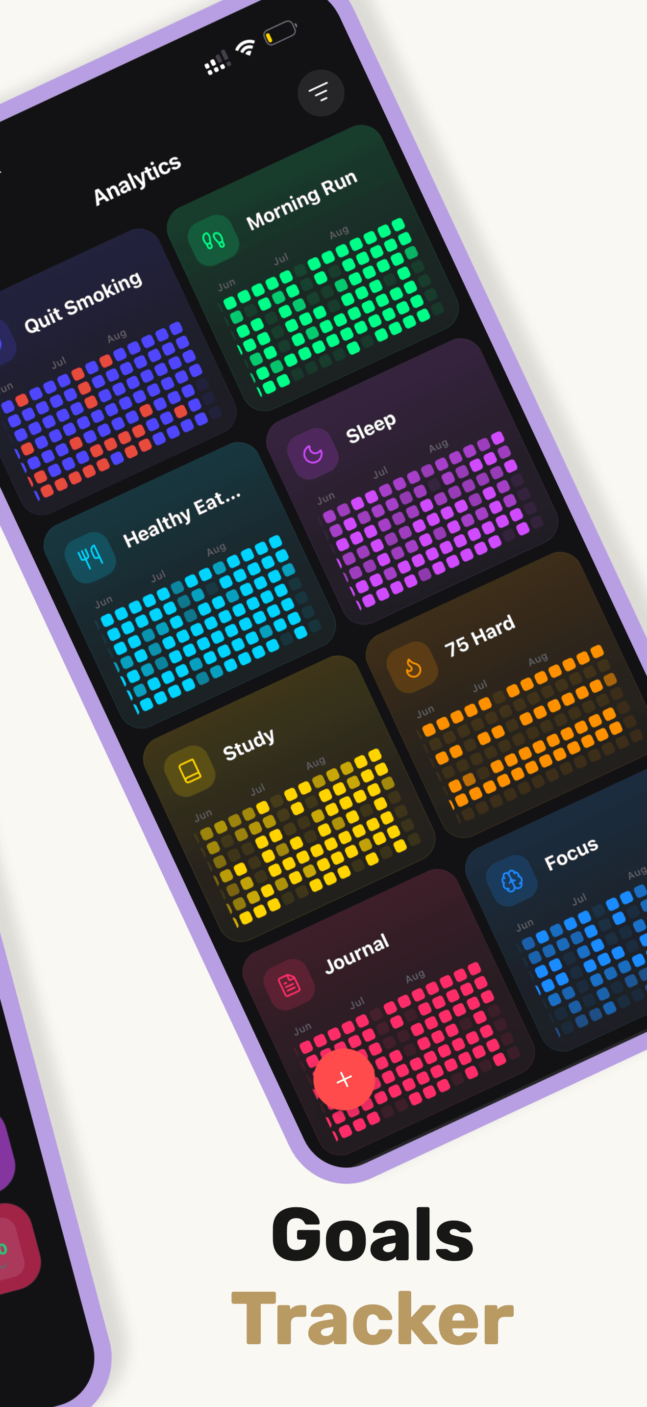 Habit tracker with streaks and contribution heatmaps