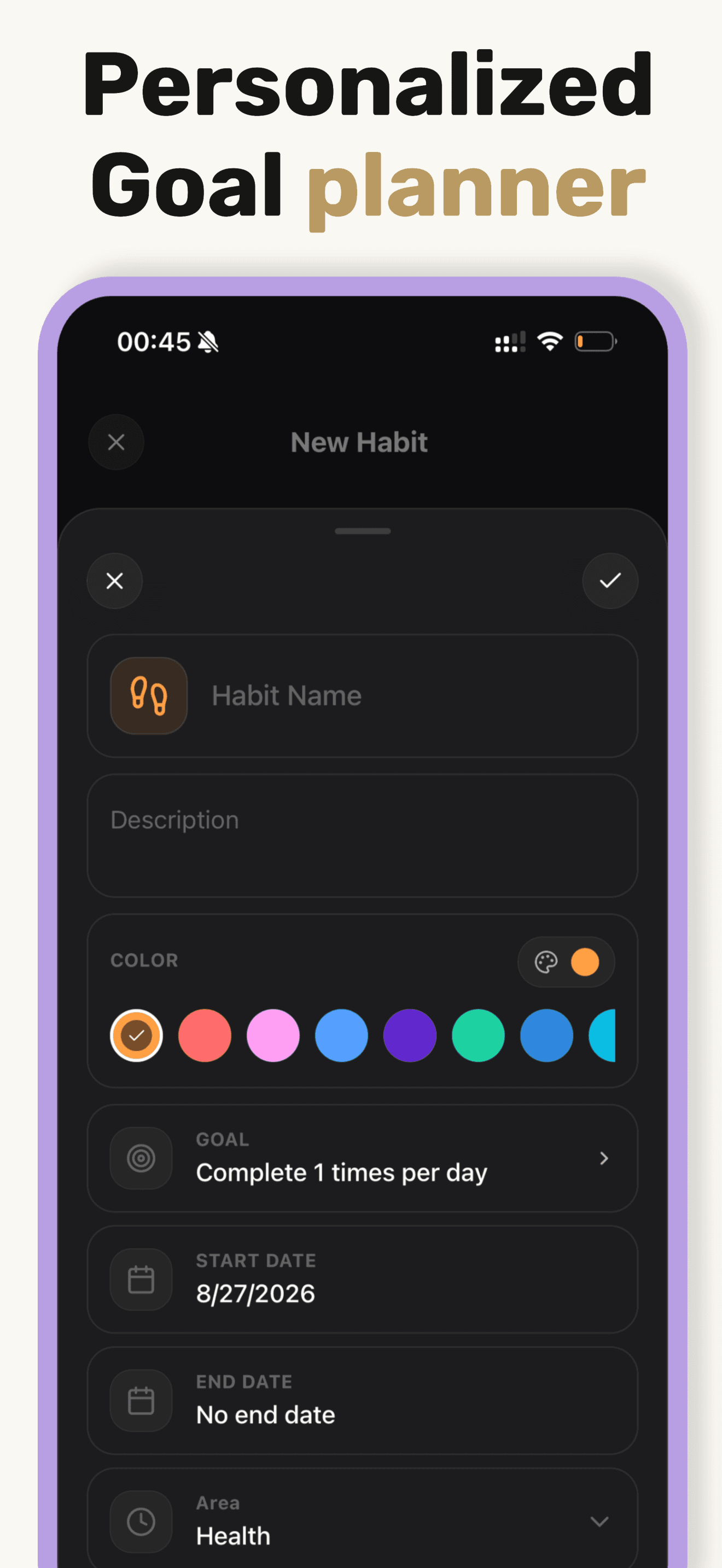 Daily habit tracker and goal planner